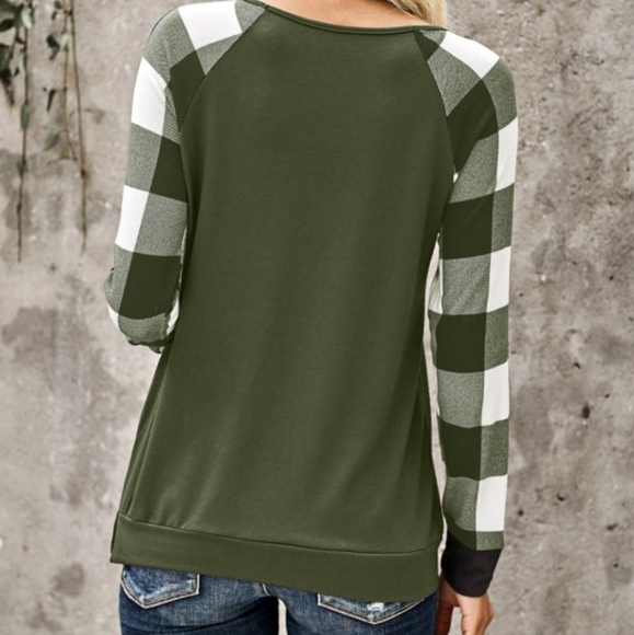 💜 New Plaid Sleeve Top - Picture 3 of 7